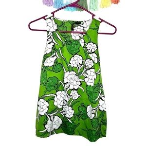 The Limited Retro Green Floral 60s Inspired Sleeveless Career Blouse Size Small